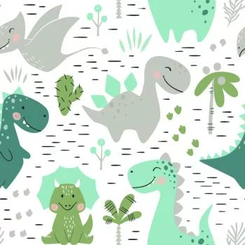 Tapeta Do Pokoju Dziecka Dinozaury Kaktusy - obrazek 2