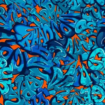Tapeta Napisy Graffiti W Odcieniach Niebieskiego - obrazek 2