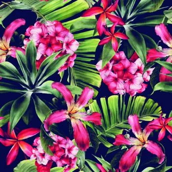 Tapeta Egzotyczne Kwiaty Liście - obrazek 2