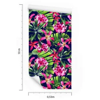 Tapeta Egzotyczne Kwiaty Liście - obrazek 3