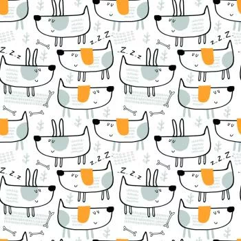 Tapeta Dla Dzieci Pieski W Stylu Skandynawskim - obrazek 2