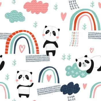 Tapeta Pandy Z Tęczą W Tle - obrazek 2