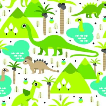 Tapeta Dinozaury Jeziora Drzewa Do Pokoju Chłopca - obrazek 2