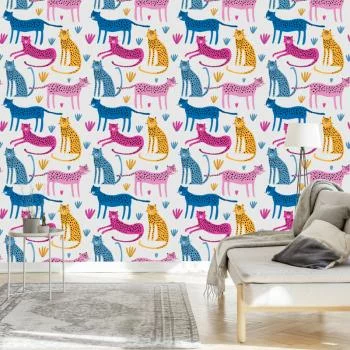 Tapeta Dla Dzieci Gepardy W Stylu Skandynawskim