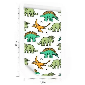 Tapeta W Kolorowe Dinozaury, Dla Dzieci - obrazek 3