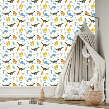 Tapeta Do Pokoju Chłopca Dinozaury Kwiaty