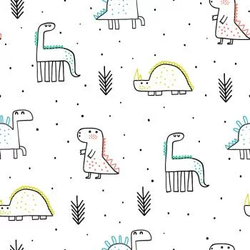 Tapeta Dinozaury Kropki Rośliny Do Pokoju Chłopca - obrazek 2