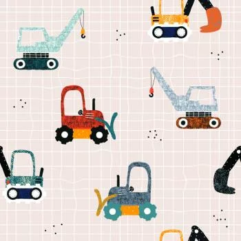 Tapeta Dla Dzieci Pojazdy Maszyny Koparki - obrazek 2
