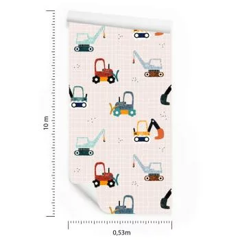 Tapeta Dla Dzieci Pojazdy Maszyny Koparki - obrazek 3