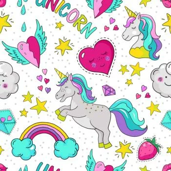 Tapeta Dla Dzieci – Magiczne Kolorowe Jednorożce - obrazek 2