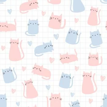 Tapeta Dla Dzieci – Kolorowe Kotki I Serduszka - obrazek 2