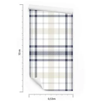 Tapeta Geometryczna W Kratę Do Sypialni Salonu - obrazek 3