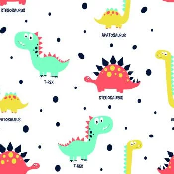 Tapeta Do Pokoju Dziecka Kolorowe Dinozaury Kropki - obrazek 2