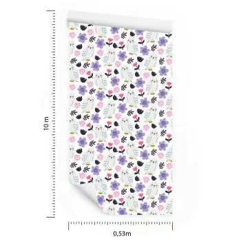 Tapeta Sowy Z Kwiatami W Tle - obrazek 3