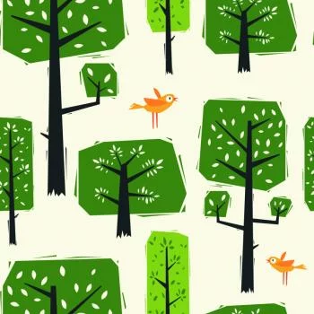 Tapeta Ptaki, Drzewa, Zieleń Do Pokoju Dziecka - obrazek 2