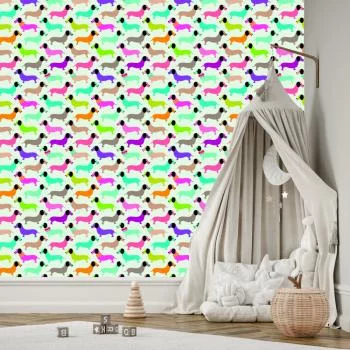 Tapeta Kolorowe Pieski, Jamniki, Pokój Dziewczynki