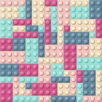 Tapeta Dla Dziewczynki W Kolorowe Klocki - obrazek 2