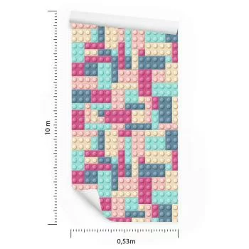 Tapeta Dla Dziewczynki W Kolorowe Klocki - obrazek 3