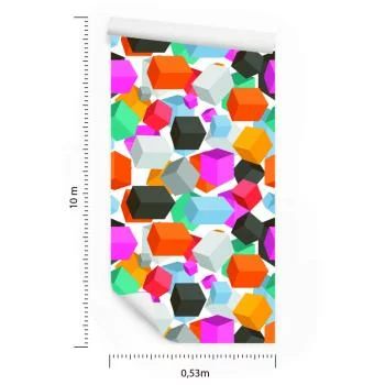 Tapeta Kolorowe Kostki - Efekt 3D - obrazek 3