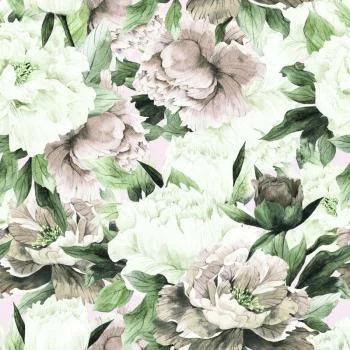 Tapeta Do Sypialni Kwiaty Akwarela Natura Liście - obrazek 2