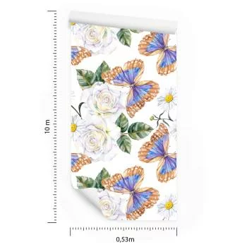 Tapeta Do Kuchni, Róże Kwiaty Zieleń Motyle Natura - obrazek 3