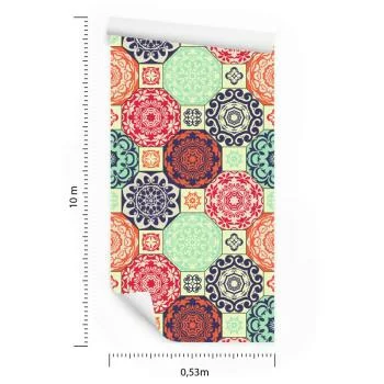 Tapeta Kolorowe Ornamenty W Stylu Retro - obrazek 3