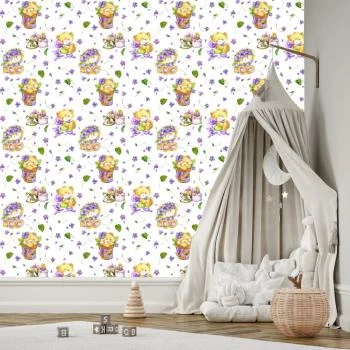 Tapeta Dla Dziewczynki Misie Kwiaty Natura
