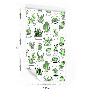 Tapeta Do Sypialni, Kaktusy W Stylu Skandynawskim - obrazek 3