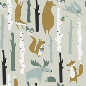 Tapeta Dla Dzieci Piękne Leśne Zwierzęta - obrazek 2