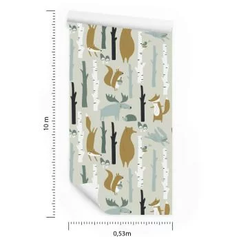 Tapeta Dla Dzieci Piękne Leśne Zwierzęta - obrazek 3