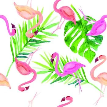 Tapeta Z Flamingami, Liście, Do Sypialni - obrazek 2