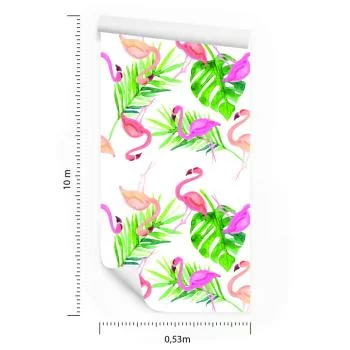 Tapeta Z Flamingami, Liście, Do Sypialni - obrazek 3