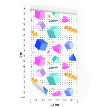 Tapeta Geometryczna 3D, Sześciany, Pokój Dziecięcy - obrazek 3