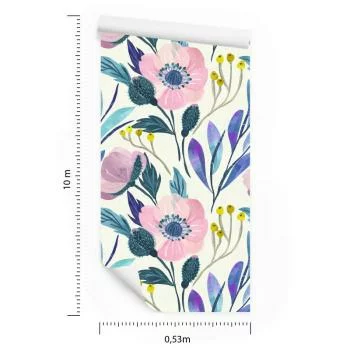 Tapeta Pastelowe Kwiaty Retro - obrazek 3