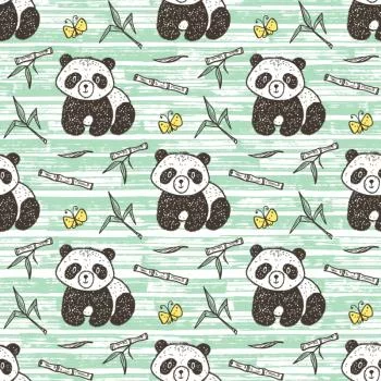 Tapeta Pandy Na Zielonym Tle - obrazek 2