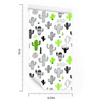 Tapeta Kaktusy W Stylu Skandynawskim, Do Salonu - obrazek 3