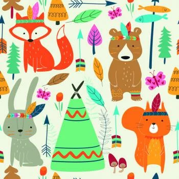 Tapeta Dla Dzieci – Zabawa Leśnych Zwierząt - obrazek 2