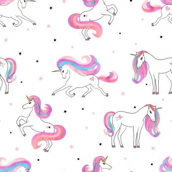 Tapeta Dla Dzieci – Kolorowe Jednorożce Na Tle Gwiazdek - obrazek 2