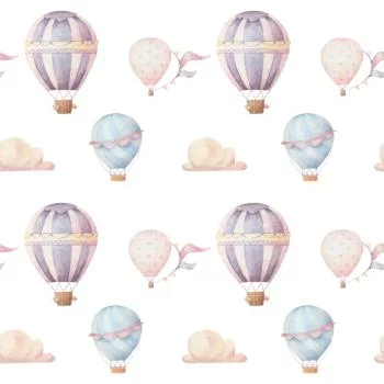 Tapeta Do Pokoju Dziecka, Pastelowe Balony, Chmury - obrazek 2