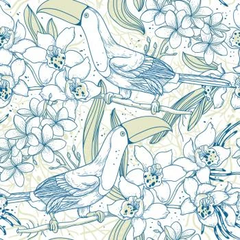 Tapeta – Tukany I Kwiaty - obrazek 2