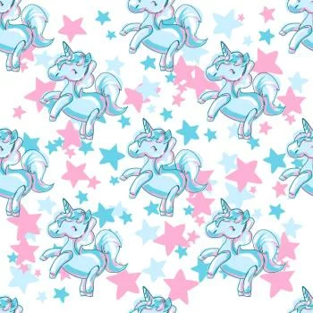 Tapeta Dla Dzieci – Uśmiechnięte Jednorożce Na Tle Gwiazd - obrazek 2