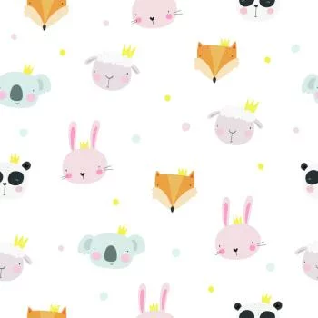 Tapeta Dla Dzieci Zwierzątka Lisy Owieczki Pandy - obrazek 2