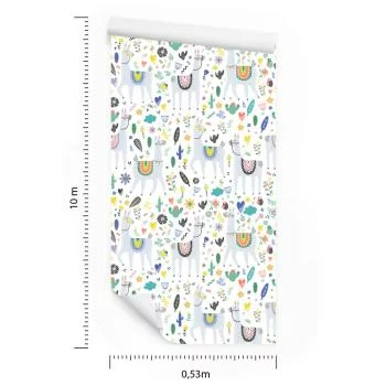 Tapeta Lamy, Zwierzęta, Kwiaty, Do Pokoju Dziecka - obrazek 3