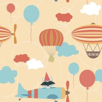 Tapeta Balony Na Tle Samolotów - obrazek 2