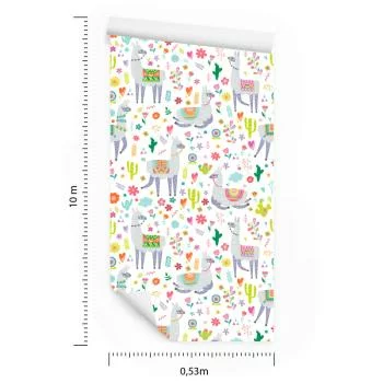 Tapeta W Lamy, Zwierzęta, Rośliny, Pokój Dziecięcy - obrazek 3