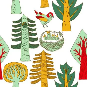 Tapeta Drzewa, Ptaki Do Pokoju Dziecka - obrazek 2