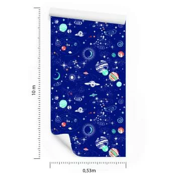 Tapeta Do Pokoju Chłopca Planety Kosmos Gwiazdy - obrazek 3