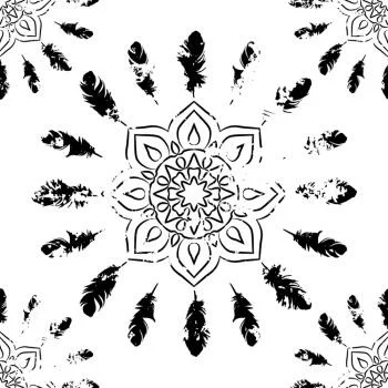 Tapeta Czarno-Białe Indiańskie Wzory - obrazek 2