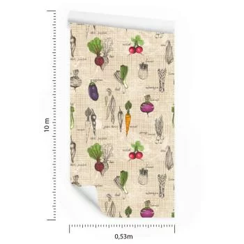 Tapeta Rysunki Warzyw W Stylu Vintage - obrazek 3