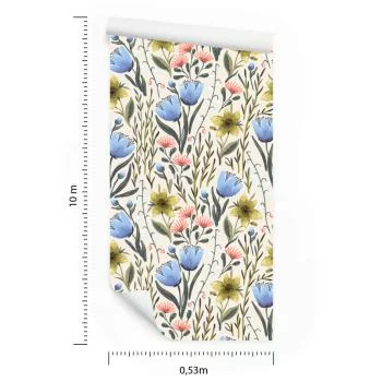 Tapeta Kwiaty Polne W Stylu Vintage - obrazek 3